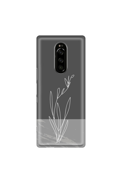 SONY - Sony Xperia 1 - Soft Clear Case - Dark Grey Marble Flower