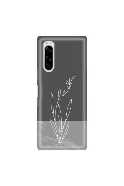 SONY - Sony Xperia 5 - Soft Clear Case - Dark Grey Marble Flower