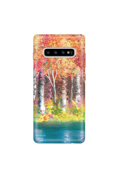 SAMSUNG - Galaxy S10 - Soft Clear Case - Calm Birch Trees