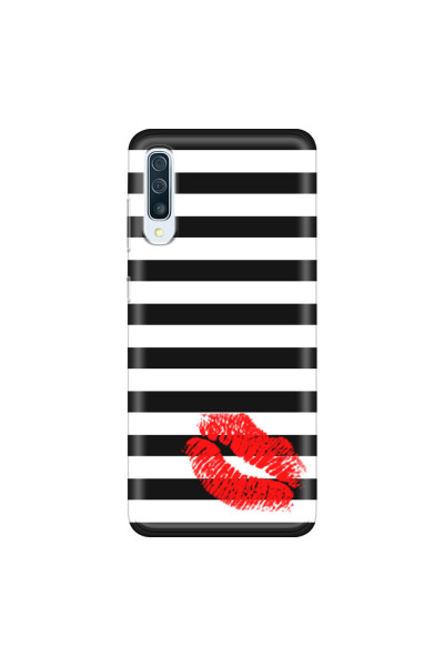 SAMSUNG - Galaxy A70 - Soft Clear Case - B&W Lipstick