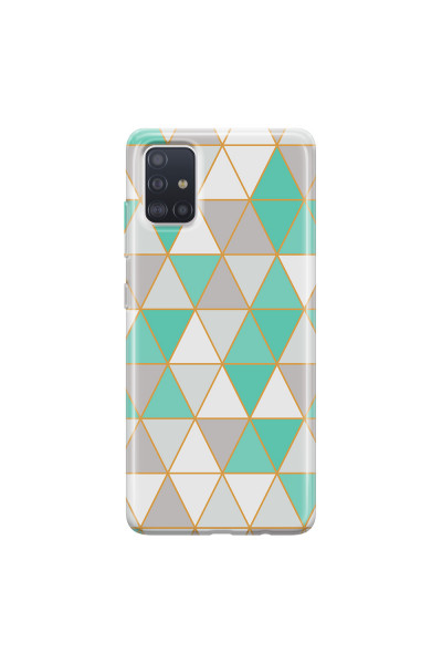 SAMSUNG - Galaxy A71 - Soft Clear Case - Green Triangle Pattern