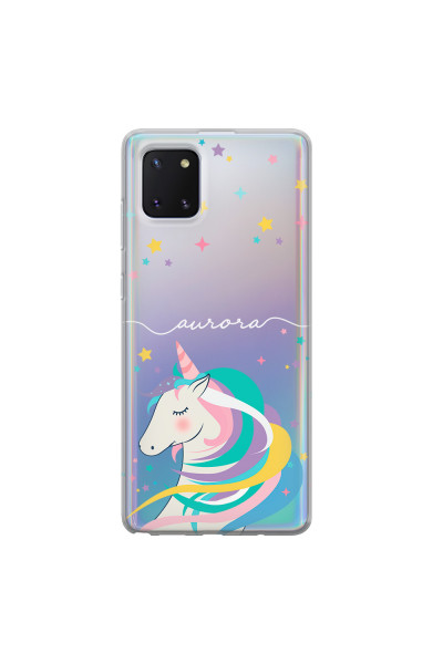 SAMSUNG - Galaxy Note 10 Lite - Soft Clear Case - Clear Unicorn Handwritten White