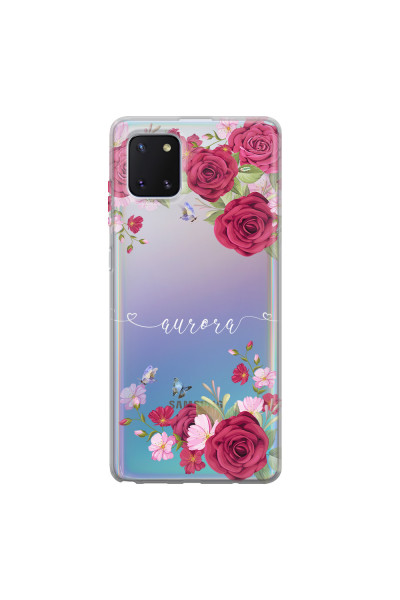 SAMSUNG - Galaxy Note 10 Lite - Soft Clear Case - Rose Garden with Monogram White