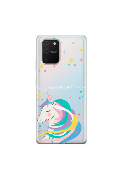 SAMSUNG - Galaxy S10 Lite - Soft Clear Case - Clear Unicorn Handwritten White