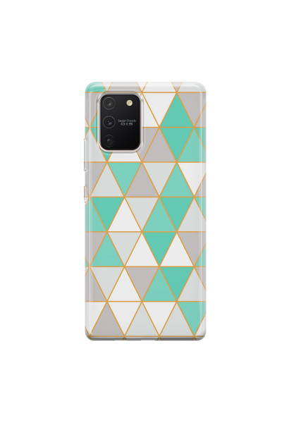 SAMSUNG - Galaxy S10 Lite - Soft Clear Case - Green Triangle Pattern