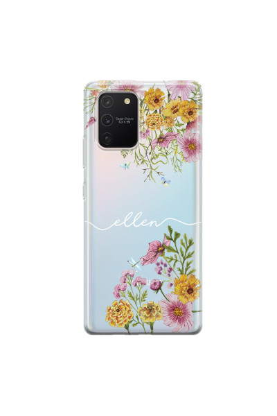 SAMSUNG - Galaxy S10 Lite - Soft Clear Case - Meadow Garden with Monogram White