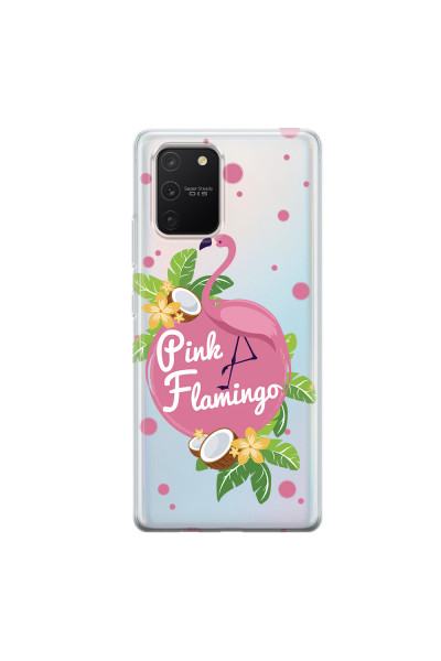 SAMSUNG - Galaxy S10 Lite - Soft Clear Case - Pink Flamingo