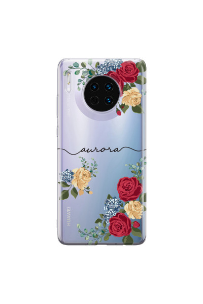 HUAWEI - Mate 30 - Soft Clear Case - Red Floral Handwritten