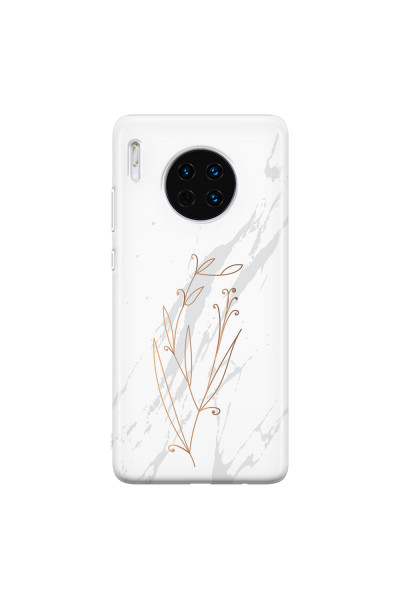 HUAWEI - Mate 30 - Soft Clear Case - White Marble Flowers