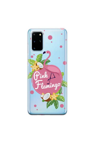 SAMSUNG - Galaxy S20 Plus - Soft Clear Case - Pink Flamingo
