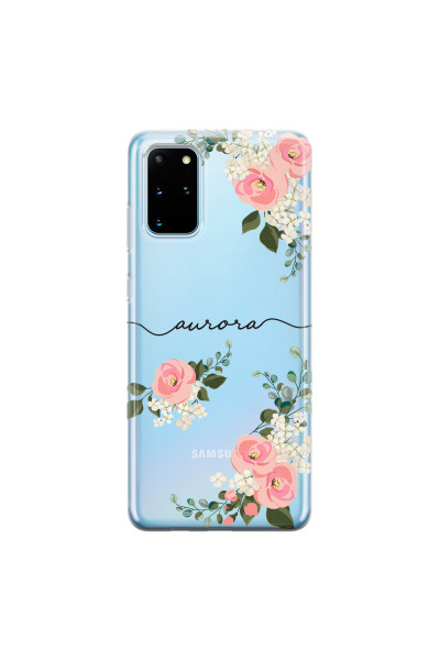 SAMSUNG - Galaxy S20 - Soft Clear Case - Pink Floral Handwritten