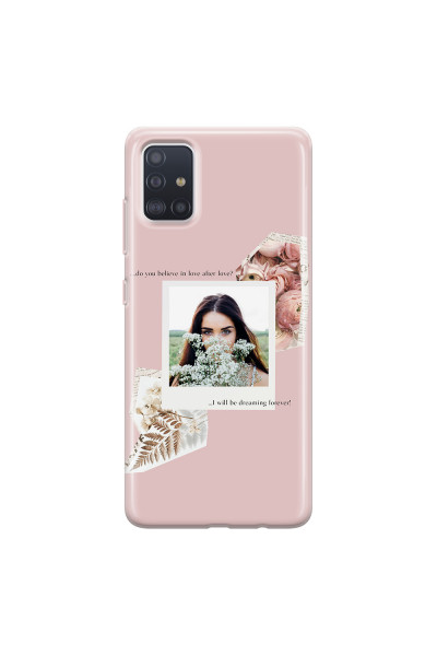SAMSUNG - Galaxy A71 - Soft Clear Case - Vintage Pink Collage Phone Case