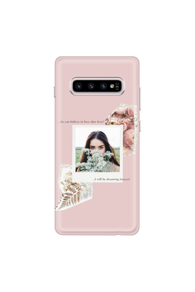 SAMSUNG - Galaxy S10 - Soft Clear Case - Vintage Pink Collage Phone Case
