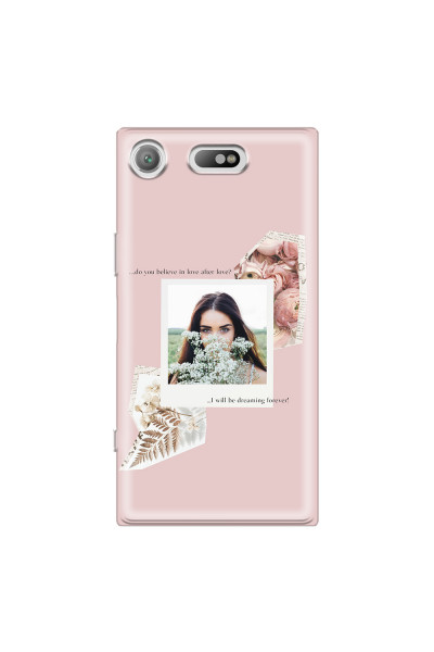 SONY - Sony Xperia XZ1 Compact - Soft Clear Case - Vintage Pink Collage Phone Case