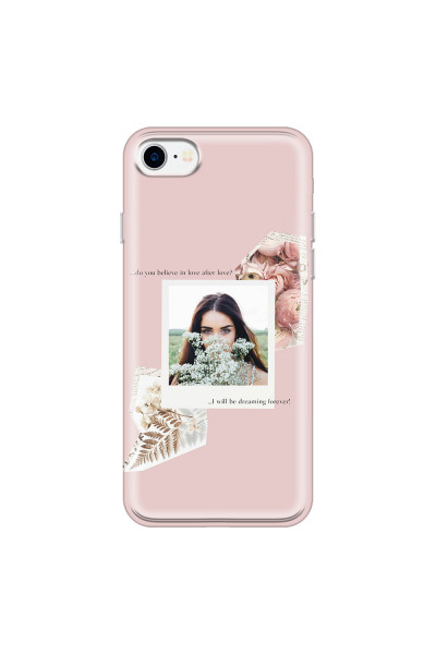 APPLE - iPhone 7 - Soft Clear Case - Vintage Pink Collage Phone Case