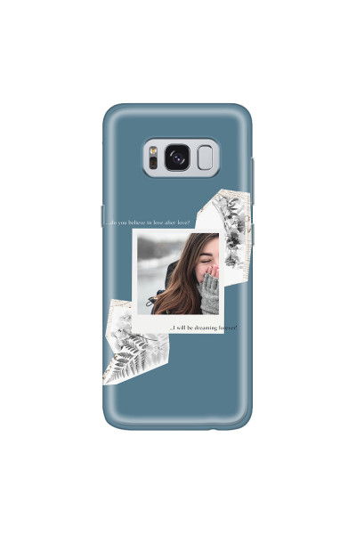 SAMSUNG - Galaxy S8 Plus - Soft Clear Case - Vintage Blue Collage Phone Case