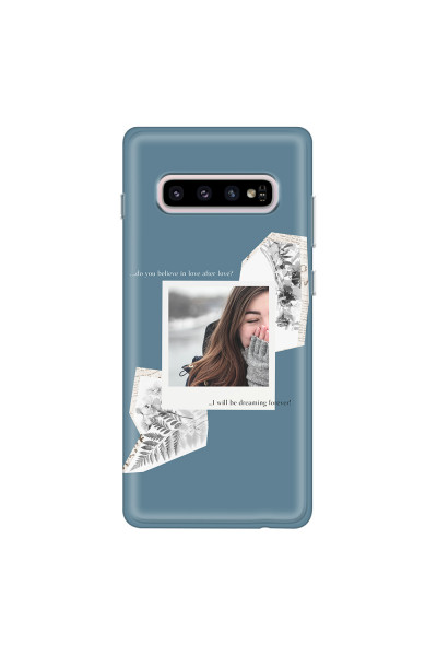 SAMSUNG - Galaxy S10 - Soft Clear Case - Vintage Blue Collage Phone Case