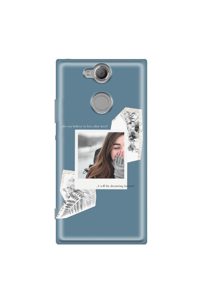 SONY - Sony Xperia XA2 - Soft Clear Case - Vintage Blue Collage Phone Case