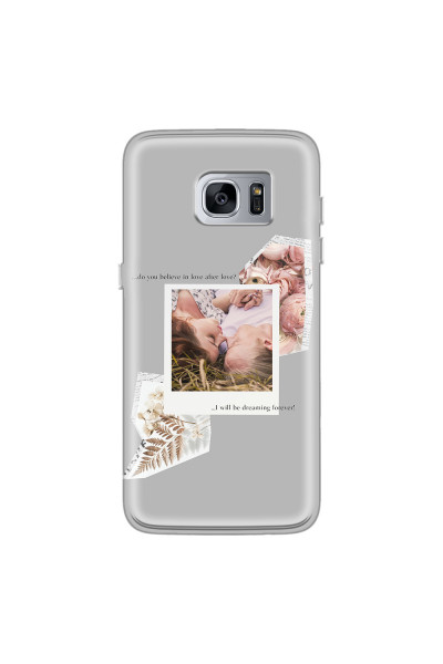 SAMSUNG - Galaxy S7 Edge - Soft Clear Case - Vintage Grey Collage Phone Case