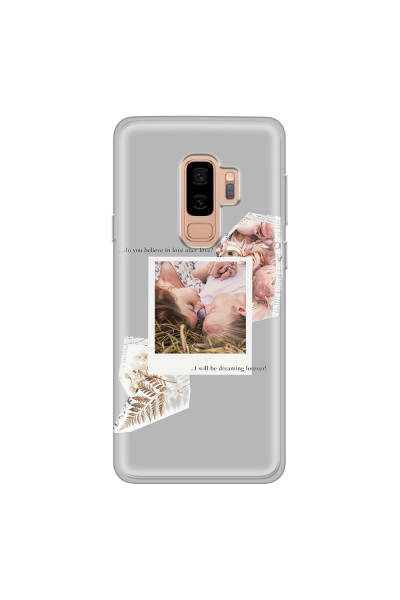 SAMSUNG - Galaxy S9 Plus 2018 - Soft Clear Case - Vintage Grey Collage Phone Case