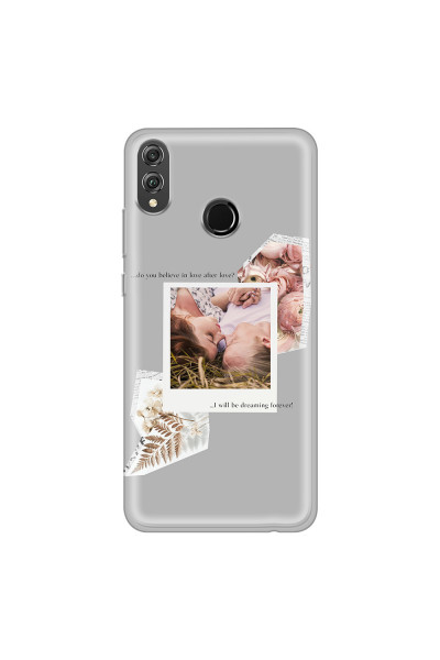 HONOR - Honor 8X - Soft Clear Case - Vintage Grey Collage Phone Case