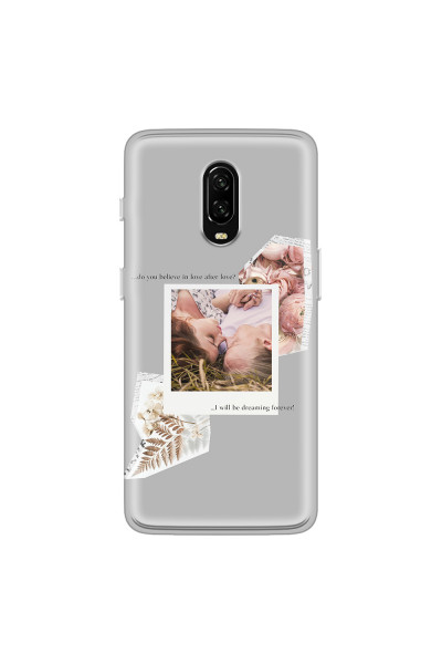 ONEPLUS - OnePlus 6T - Soft Clear Case - Vintage Grey Collage Phone Case