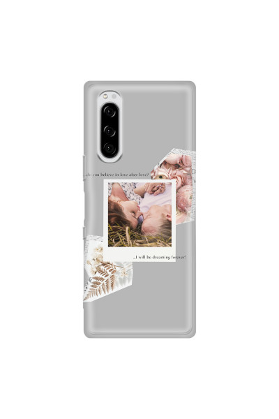 SONY - Sony Xperia 5 - Soft Clear Case - Vintage Grey Collage Phone Case