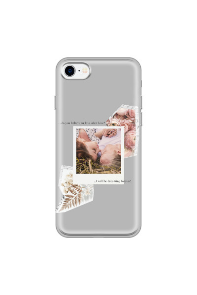 APPLE - iPhone 7 - Soft Clear Case - Vintage Grey Collage Phone Case