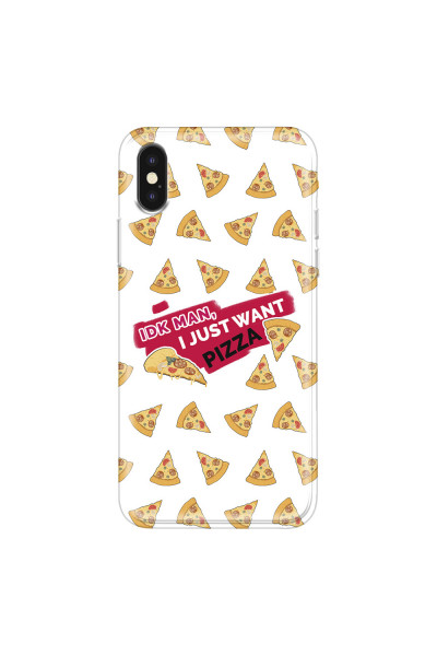 APPLE - iPhone XS Max - Soft Clear Case - Want Pizza Men Phone Case