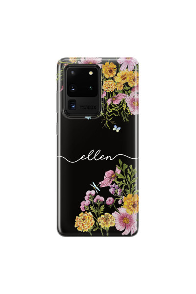 SAMSUNG - Galaxy S20 Ultra - Soft Clear Case - Meadow Garden with Monogram White