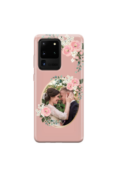 SAMSUNG - Galaxy S20 Ultra - Soft Clear Case - Pink Floral Mirror Photo