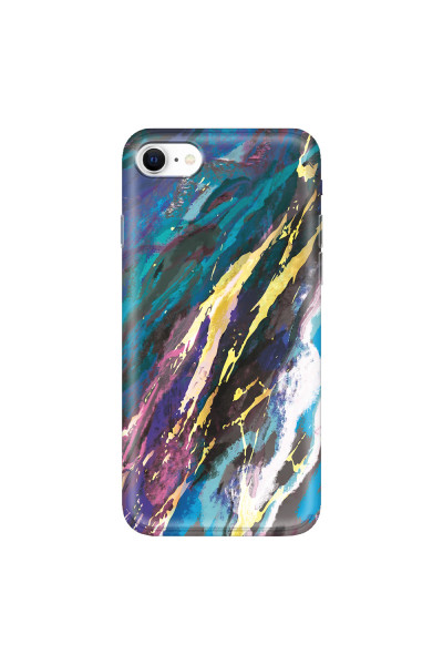 APPLE - iPhone SE 2020 - Soft Clear Case - Marble Bahama Blue