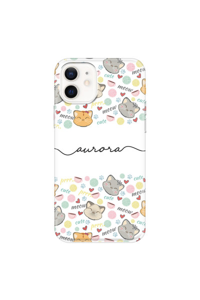 APPLE - iPhone 12 Mini - Soft Clear Case - Cute Kitten Pattern