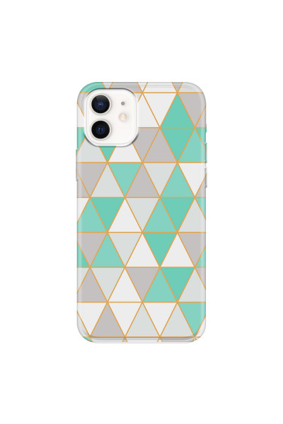 APPLE - iPhone 12 Mini - Soft Clear Case - Green Triangle Pattern
