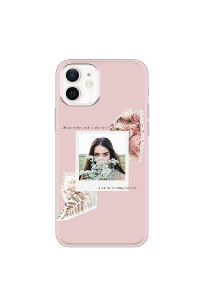 APPLE - iPhone 12 Mini - Soft Clear Case - Vintage Pink Collage Phone Case