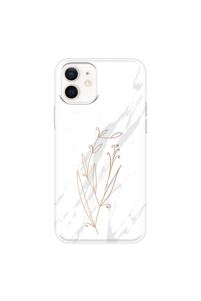 APPLE - iPhone 12 Mini - Soft Clear Case - White Marble Flowers