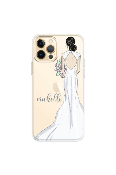 APPLE - iPhone 12 Pro - Soft Clear Case - Bride To Be Blackhair Dark