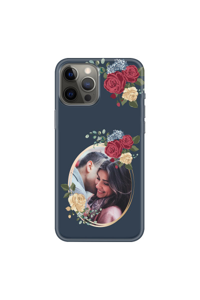 APPLE - iPhone 12 Pro Max - Soft Clear Case - Blue Floral Mirror Photo