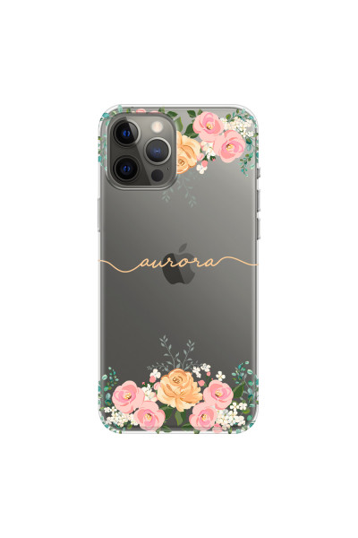 APPLE - iPhone 12 Pro Max - Soft Clear Case - Gold Floral Handwritten