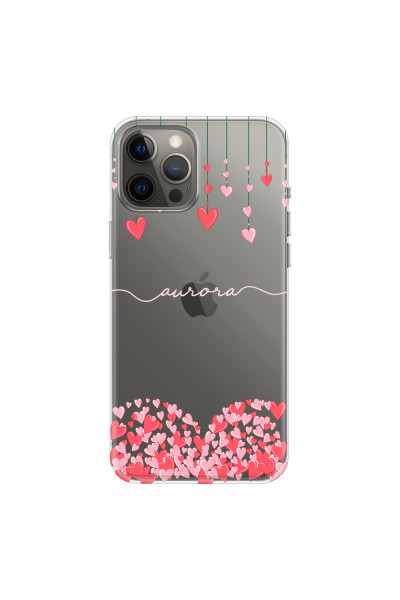 APPLE - iPhone 12 Pro Max - Soft Clear Case - Love Hearts Strings Pink