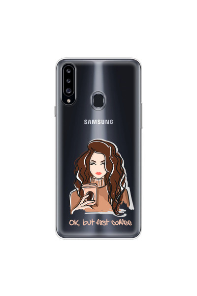 SAMSUNG - Galaxy A20S - Soft Clear Case - But First Coffee Light