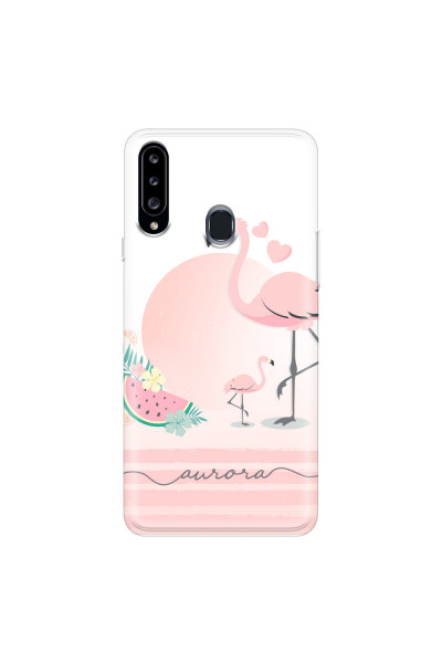 SAMSUNG - Galaxy A20S - Soft Clear Case - Flamingo Vibes Handwritten