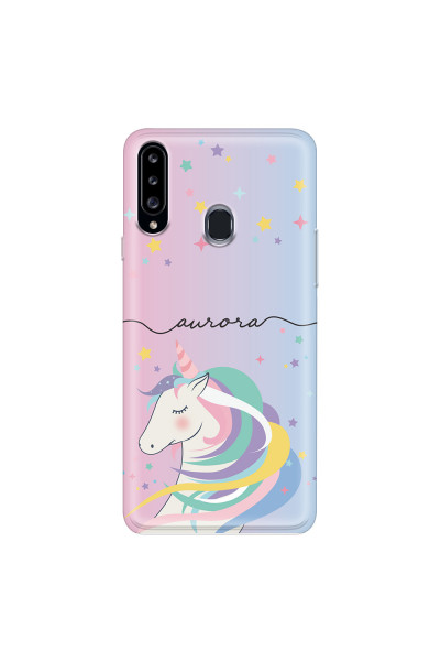 SAMSUNG - Galaxy A20S - Soft Clear Case - Pink Unicorn Handwritten