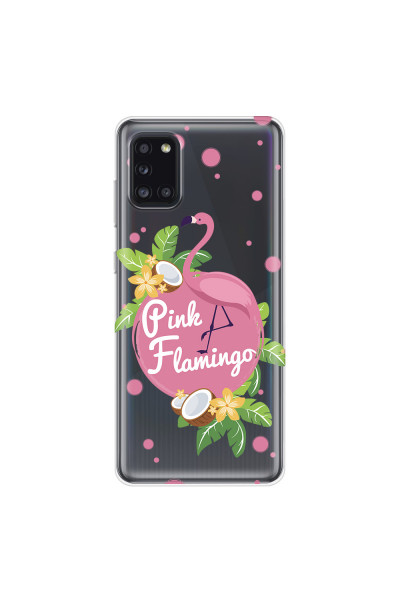 SAMSUNG - Galaxy A31 - Soft Clear Case - Pink Flamingo