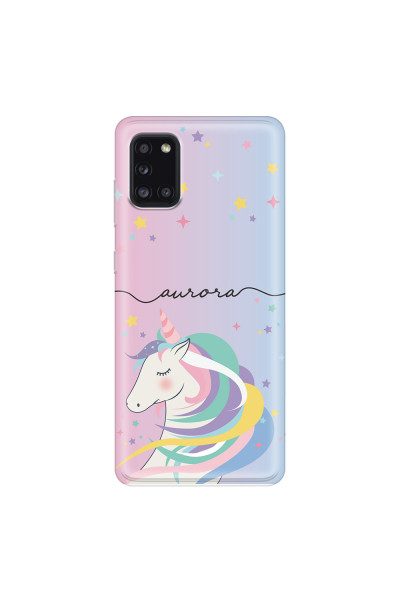 SAMSUNG - Galaxy A31 - Soft Clear Case - Pink Unicorn Handwritten