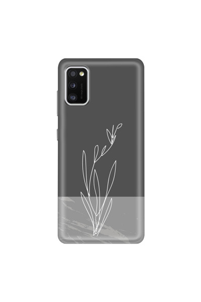 SAMSUNG - Galaxy A41 - Soft Clear Case - Dark Grey Marble Flower