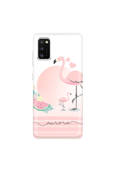 SAMSUNG - Galaxy A41 - Soft Clear Case - Flamingo Vibes Handwritten