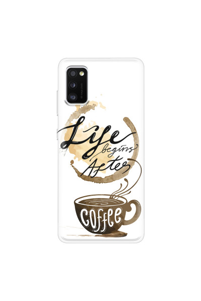 SAMSUNG - Galaxy A41 - Soft Clear Case - Life begins after coffee
