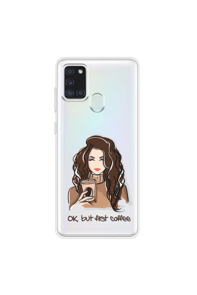 SAMSUNG - Galaxy A21S - Soft Clear Case - But First Coffee
