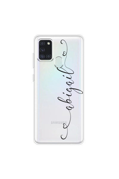 SAMSUNG - Galaxy A21S - Soft Clear Case - Hearts Handwritten Black